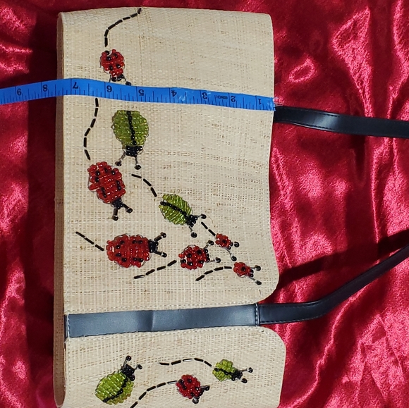 NATURAL STRAW PURSE HANDBAG BEADING MEDIUM MADE IN PHILIPPINES NWOT - Picture 7 of 16